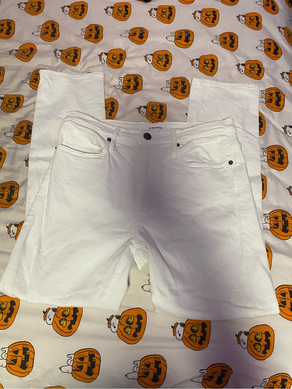 FRAME Le Beau White Denim Jeans